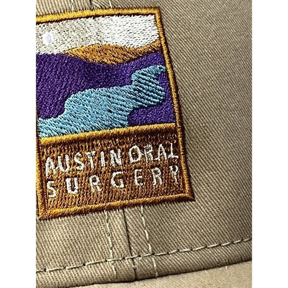 AOS Cap, Austin Oral Surgery Hat Adjustable Strapback DRI-DUCK Patch Logo Tan - Picture 3 of 12